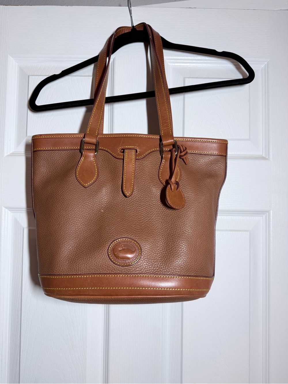 Dooney & Bourke Cognac Brown Pebbled Leather Tote with Tan Trim. Matching wallet